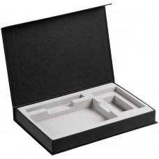 Коробка Silk с ложементом под ежедневник, аккумулятор и ручку, черная