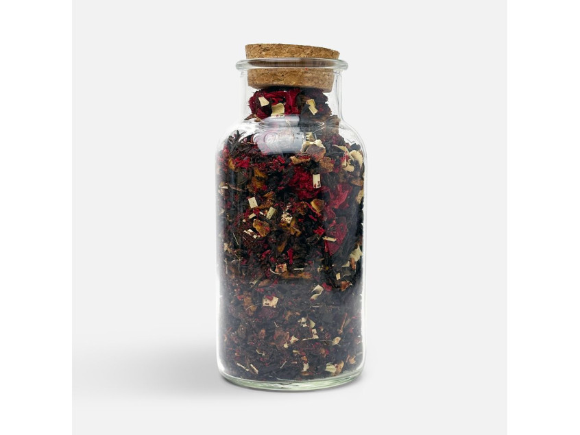 Чай «Сокочай», черный с соком ананаса с вишней, цветками и коркой граната и лемонграссом