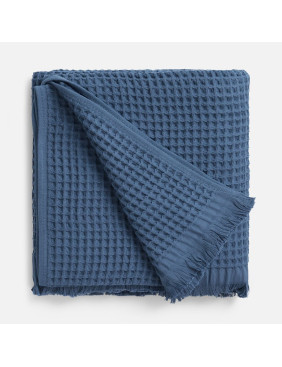 Плед вафельный Elenglect, темно-синий