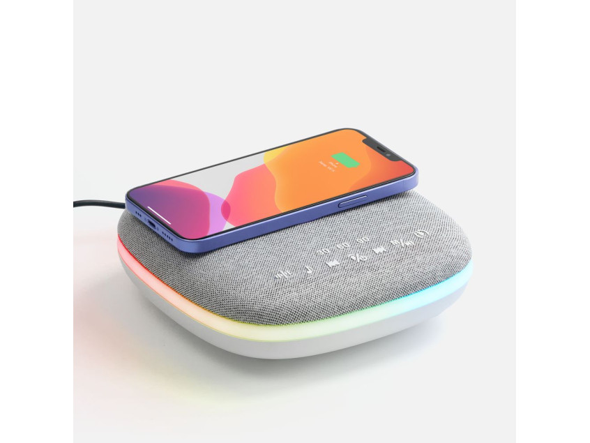 Bluetooth-колонка с беспроводной зарядкой и подсветкой Terrafonic, серая