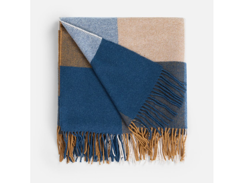 Плед Fleco, синий с коричневым