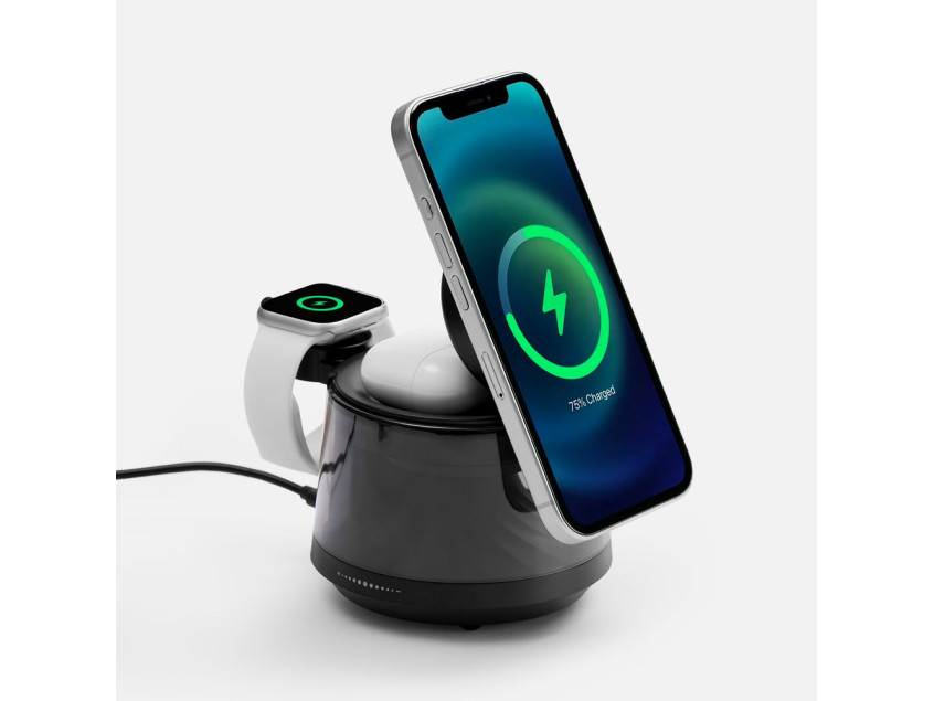 Bluetooth-колонка с подсветкой и беспроводной зарядкой Quantium, черная