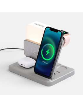 Зарядная станция с электронными часами и подсветкой Large Charge ver.3, серая