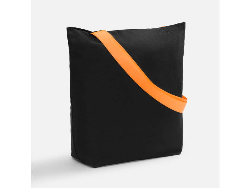Шопер B5, черный с широкими оранжевыми ручками