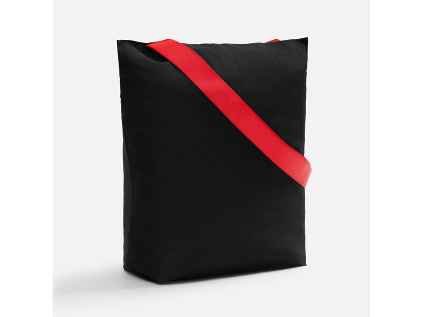 Шопер B5, черный с широкими красными ручками