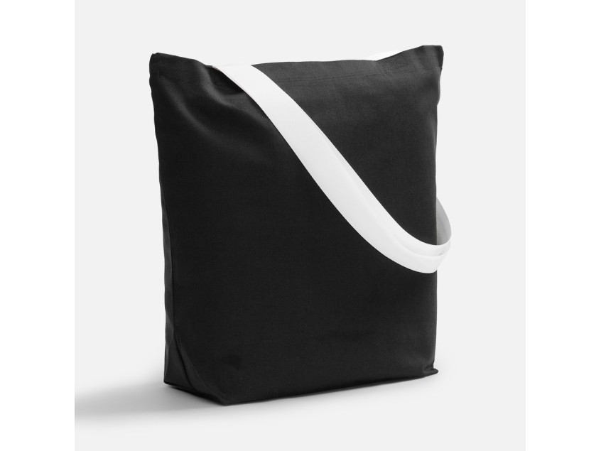 Шопер B5, черный с широкими белыми ручками