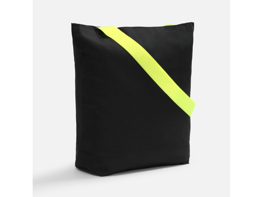 Шопер B5, черный с широкими желтыми ручками