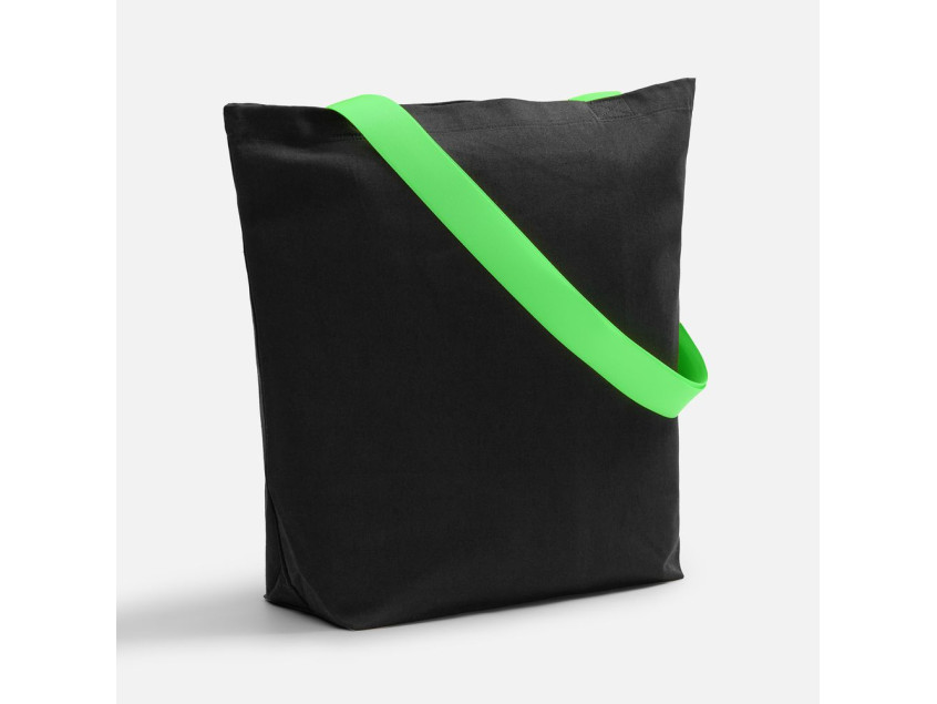 Шопер B5, черный с широкими зелеными ручками