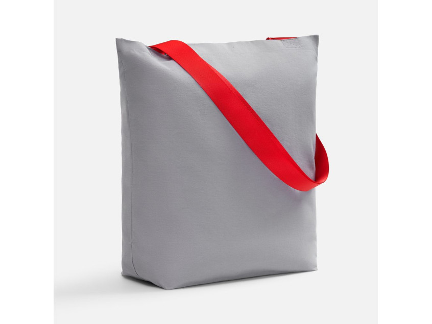 Шопер B5, серый с широкими красными ручками