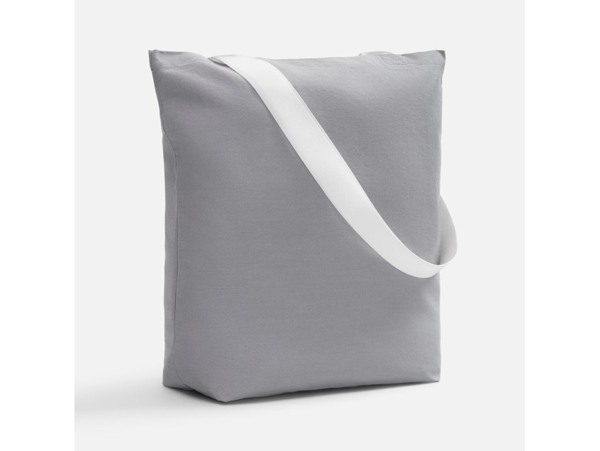 Шопер B5, серый с широкими белыми ручками