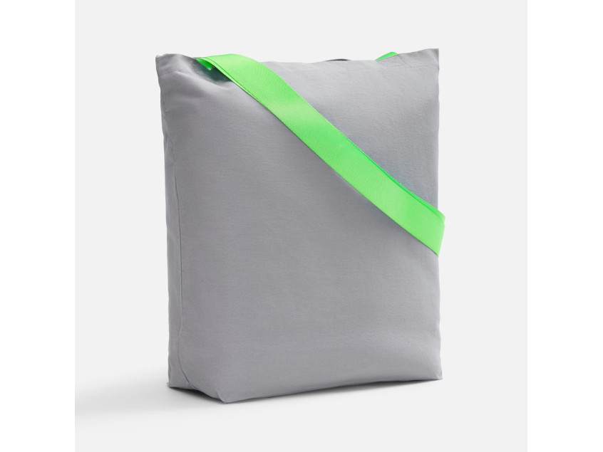 Шопер B5, серый с широкими зелеными ручками