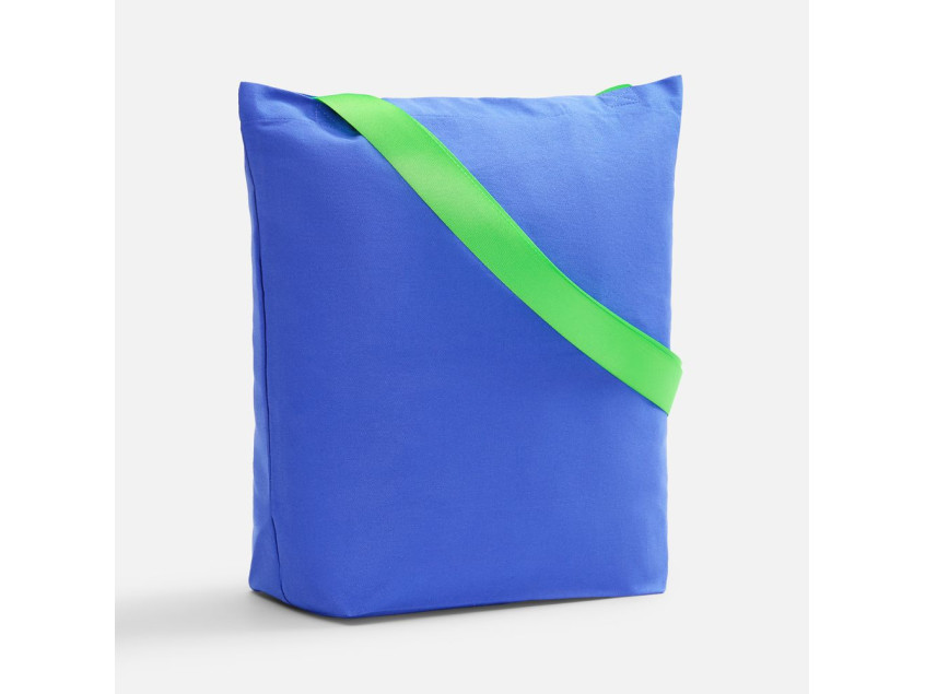 Шопер B5, синий с широкими зелеными ручками