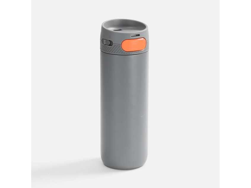 Термостакан X1 с цветной кнопкой, серый с оранжевым