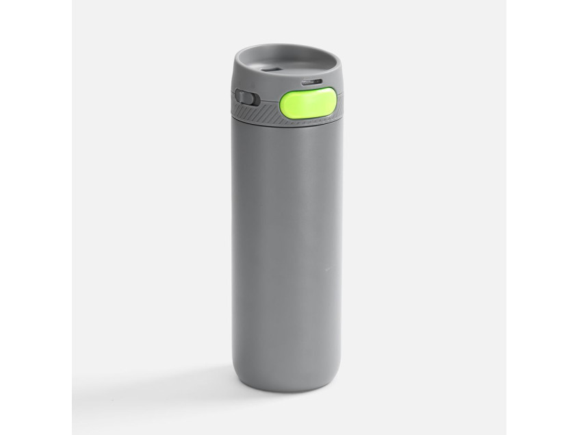 Термостакан X1 с цветной кнопкой, серый с желтым