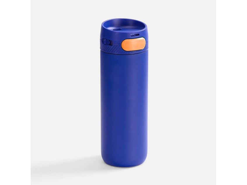Термостакан X1 с цветной кнопкой, синий с оранжевым
