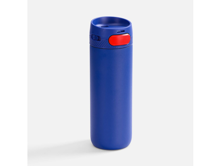 Термостакан X1 с цветной кнопкой, синий с красным