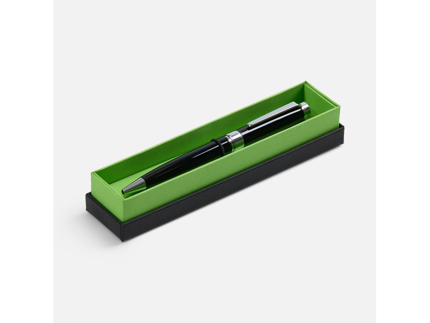 Ручка шариковая Broad Ring в футляре, глянцевая, черная