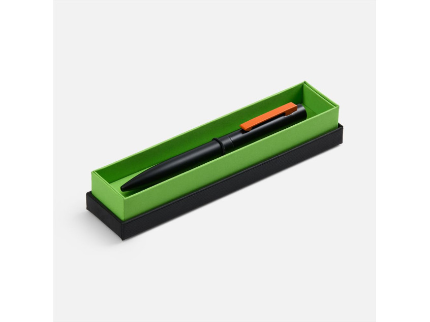 Ручка шариковая Inkolor в футляре, черная с оранжевым