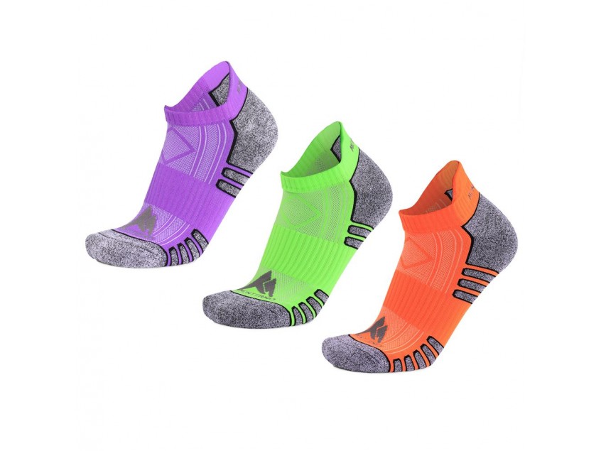 Набор из 3 пар спортивных мужских носков Monterno Sport, фиолетовый, зеленый и оранжевый
