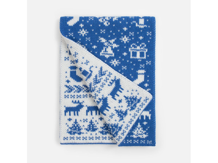 Шарф Holidale, синий с молочным