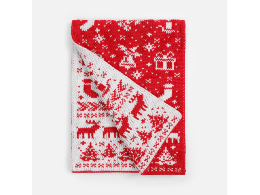 Шарф Holidale, красный с молочным