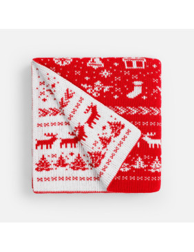 Плед Holidale, красный с молочным