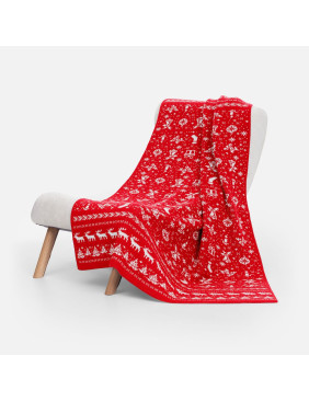 Плед Holidale, красный с молочным