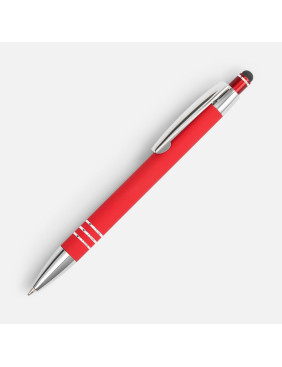 Ручка шариковая Sansen Soft Touch со стилусом, красная