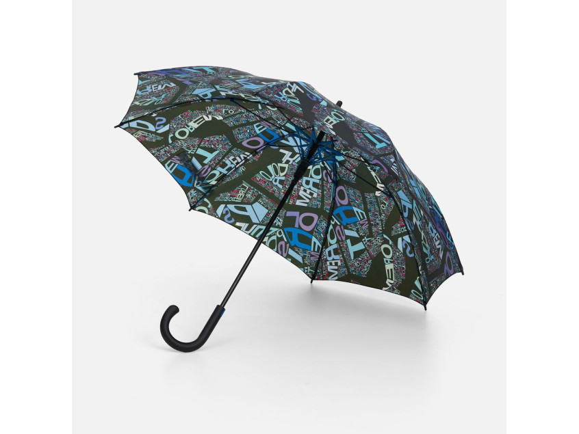 Зонт-трость Undercolor с полной запечаткой на заказ, с голубыми спицами