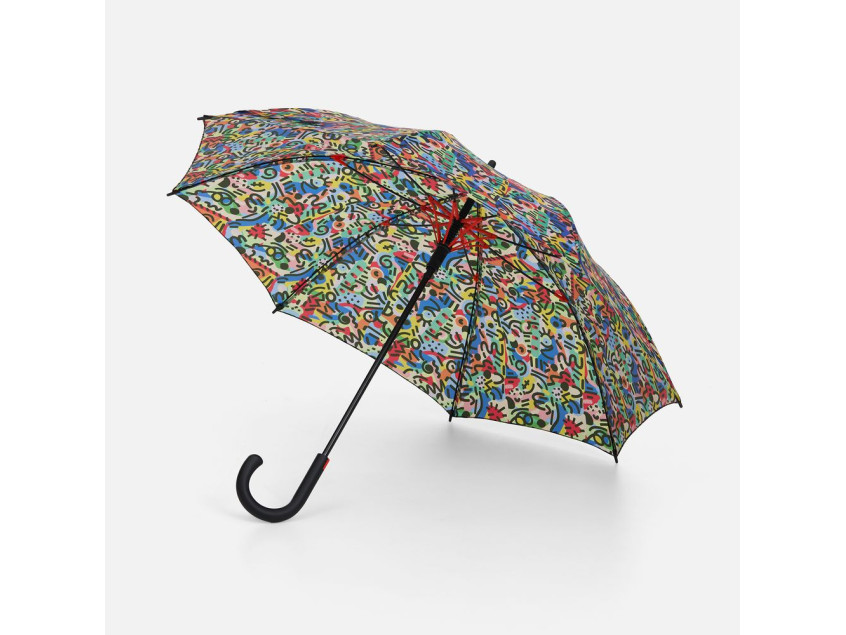 Зонт-трость Undercolor с полной запечаткой на заказ, с красными спицами