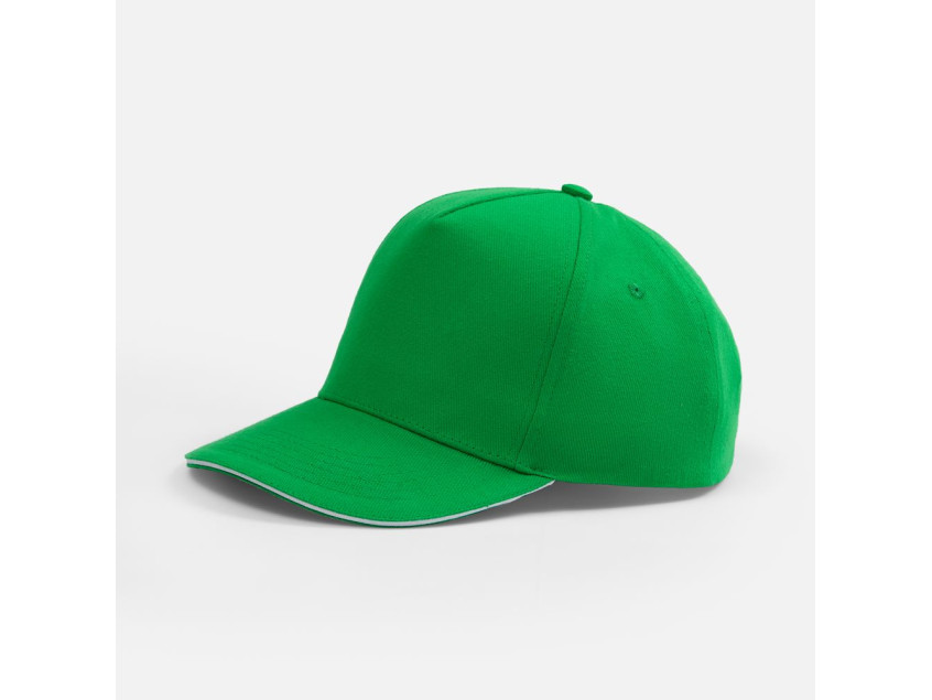 Бейсболка Classic 2.0, ярко-зеленая с белым кантом