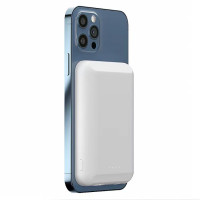 Беспроводной аккумулятор с магнитами Magback 5000 мАч, белый Беспроводной аккумулятор с магнитами Magback 5000 мАч, белый