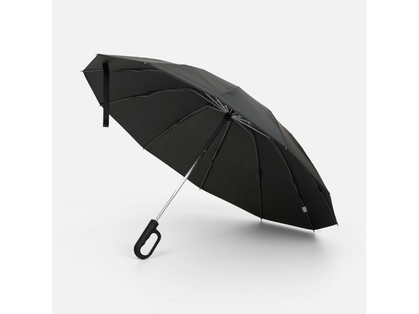 Зонт обратного сложения inLoop с ручкой-карабином, черный