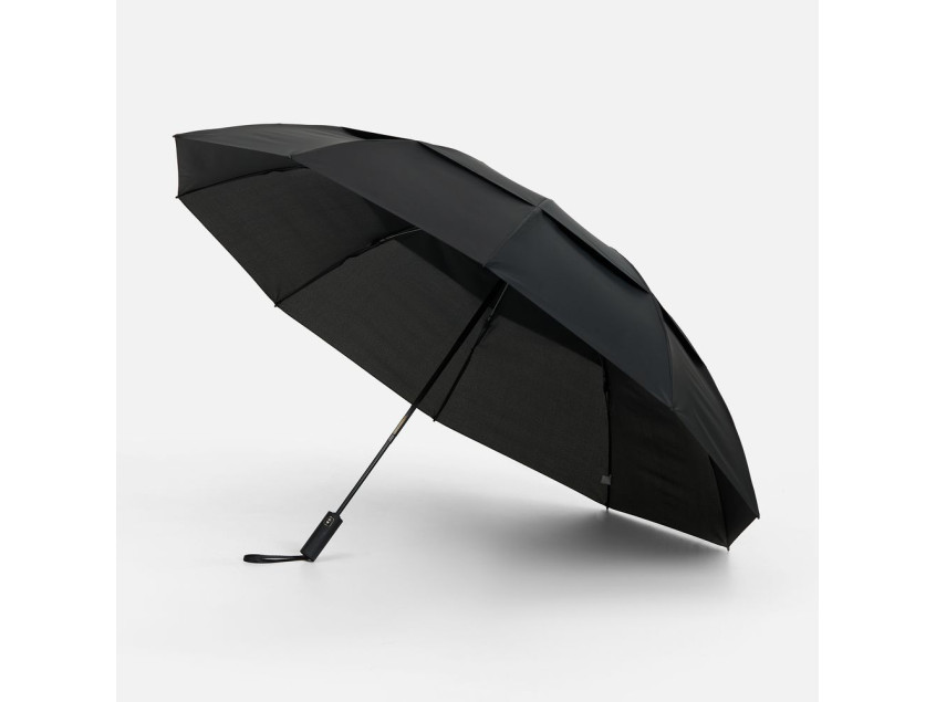 Зонт обратного сложения twoGether с двойным куполом, черный