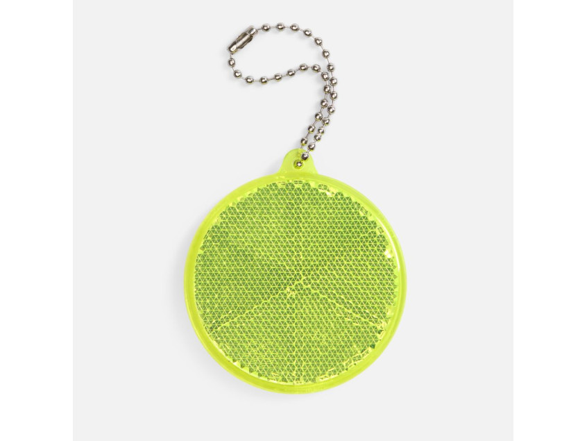 Пешеходный светоотражатель с цепочкой «Круг», неон-желтый