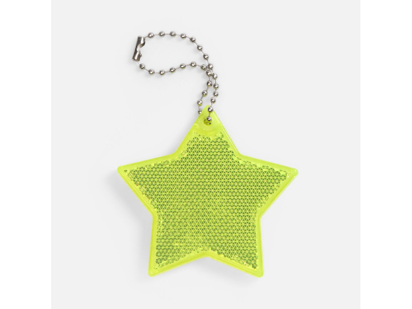 Пешеходный светоотражатель с цепочкой «Звезда», желтый неон