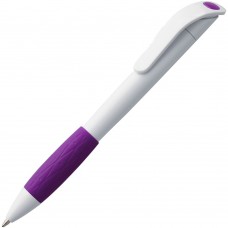 Ручка шариковая Grip, белая с фиолетовым