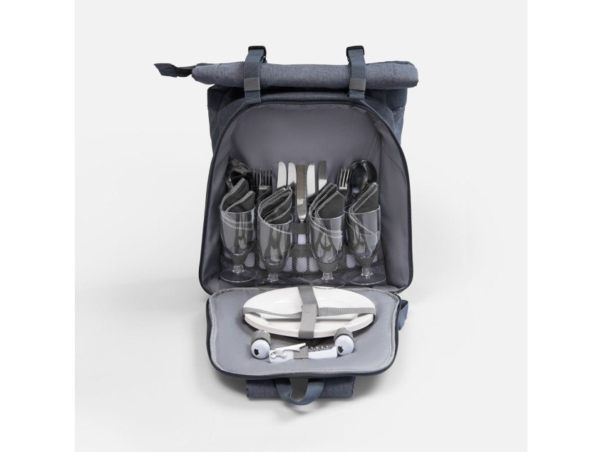 Набор для пикника Picnivo на 4 персоны, темно-серый меланж