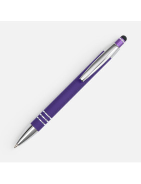 Ручка шариковая Sansen Soft Touch со стилусом, фиолетовая