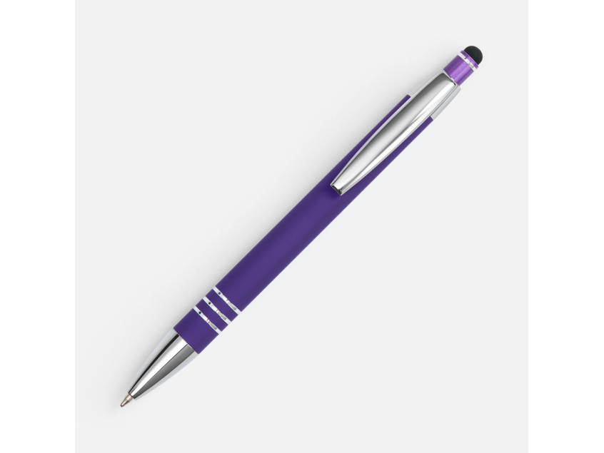 Ручка шариковая Sansen Soft Touch со стилусом, фиолетовая