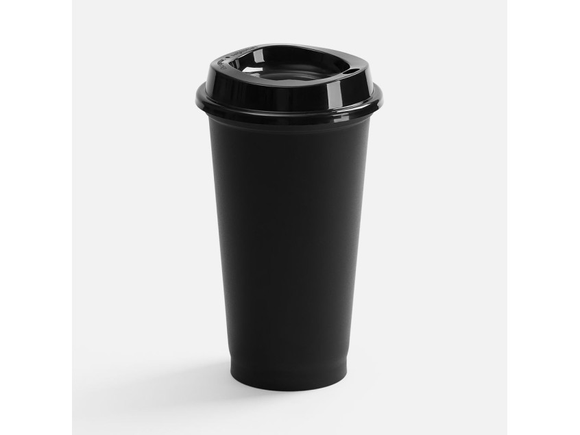 Стакан с крышкой Color Cap, ver.2, черный