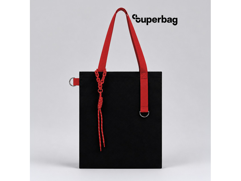 Набор Superbag Red accent: шоппер с обвесом (чёрный с красным)