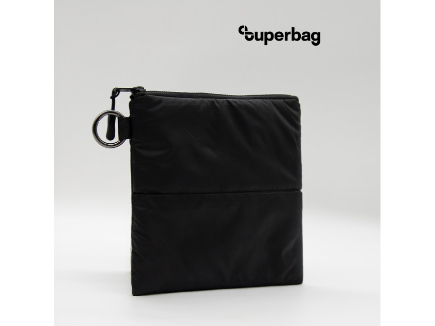 Органайзер для мелочей Superbag Bubble, стёганый, на молнии, с креплением на кольцо-карабин (черный)