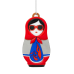 Ёлочная игрушка Матрёшка с узорами (красный с синим)
