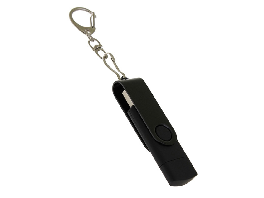 USB 3.0- флешка на 64 Гб с поворотным механизмом и дополнительным разъемом Type-C