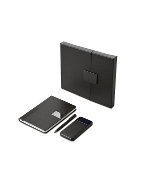 Подарочный набор Tesla с блокнотом А5, ручкой и пауэрбенком на 10 000 mAh