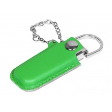 USB 2.0- флешка на 64 Гб в массивном корпусе с кожаным чехлом
