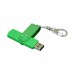 USB 2.0- флешка на 64 Гб с поворотным механизмом и дополнительным разъемом Micro USB