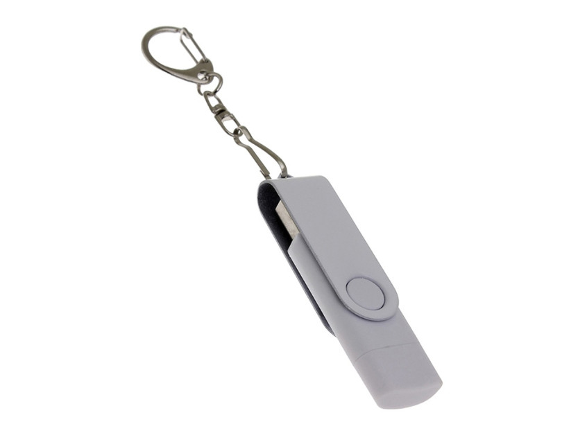 USB 2.0- флешка на 64 Гб с поворотным механизмом и дополнительным разъемом Type-C