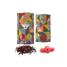 Подарочный набор с черным чаем и малиновыми леденцами в тубусе Подарочный набор с черным чаем и малиновыми леденцами в тубусе